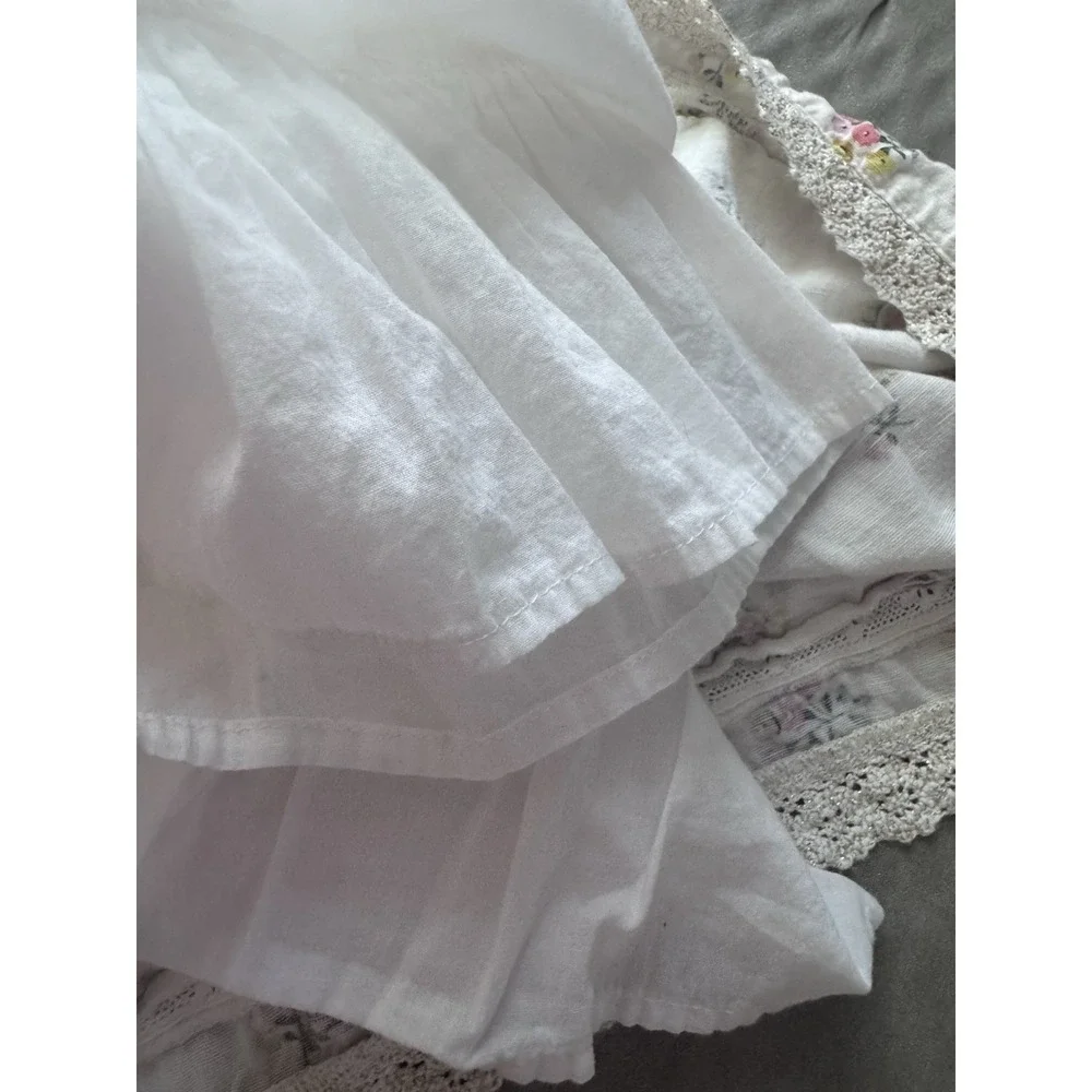 Boden Girls Floral Dress 6-7Y Pink Cottagecore Lace Trim Cotton Linen Blend